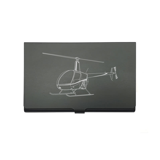 Robinson R22 helicopter card Holder digital engraving mockup / engraving preview