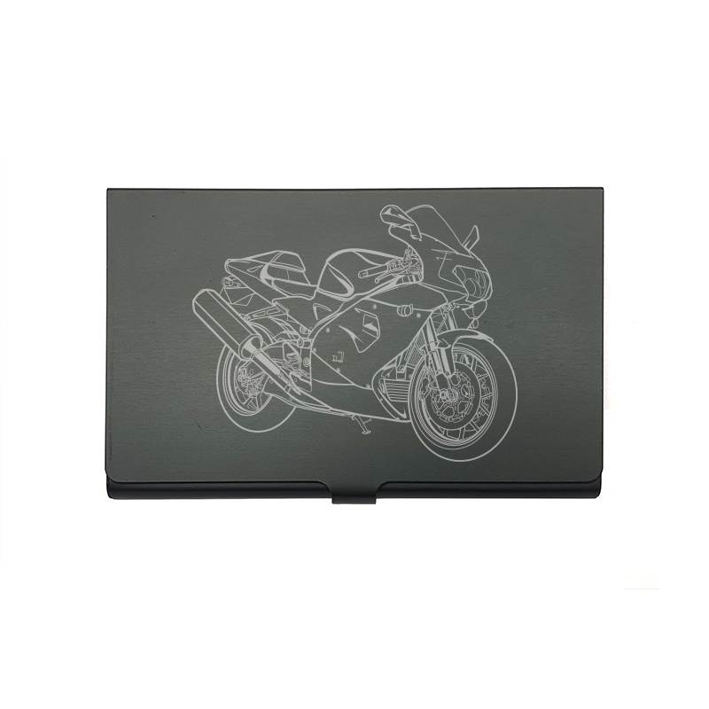 Apri rsv mille motorcycle card Holder digital engraving mockup / engraving preview
