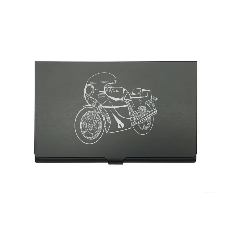 Duc Mike Hailwood motorcycle card Holder digital engraving mockup / engraving preview
