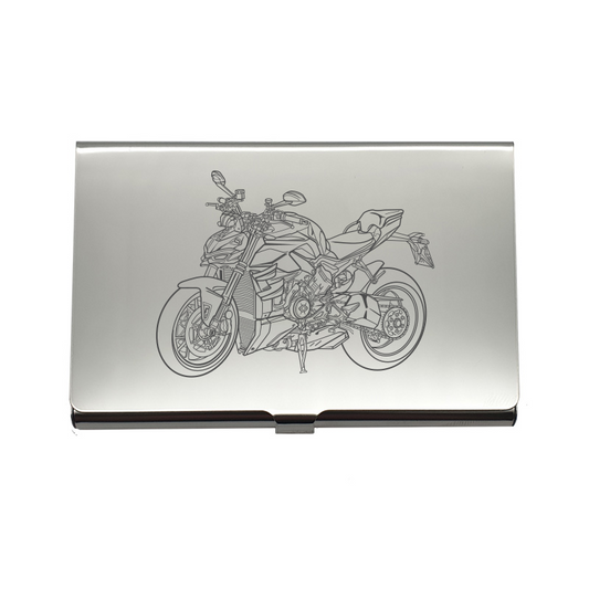 Duc Street Fighter motorcycle card Holder digital engraving mockup / engraving preview