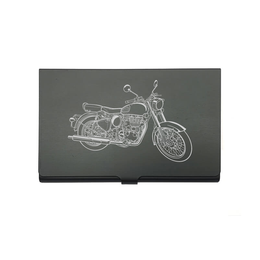 Enfield Classic 500 motorcycle card Holder digital engraving mockup / engraving preview