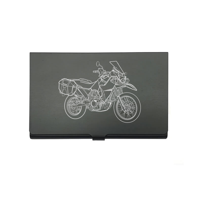 Kaw KLR650 motorcycle card Holder digital engraving mockup / engraving preview