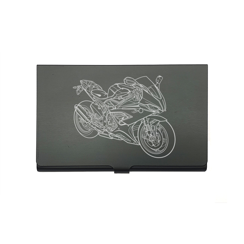 BM S1000RR motorcycle card Holder digital engraving mockup / engraving preview