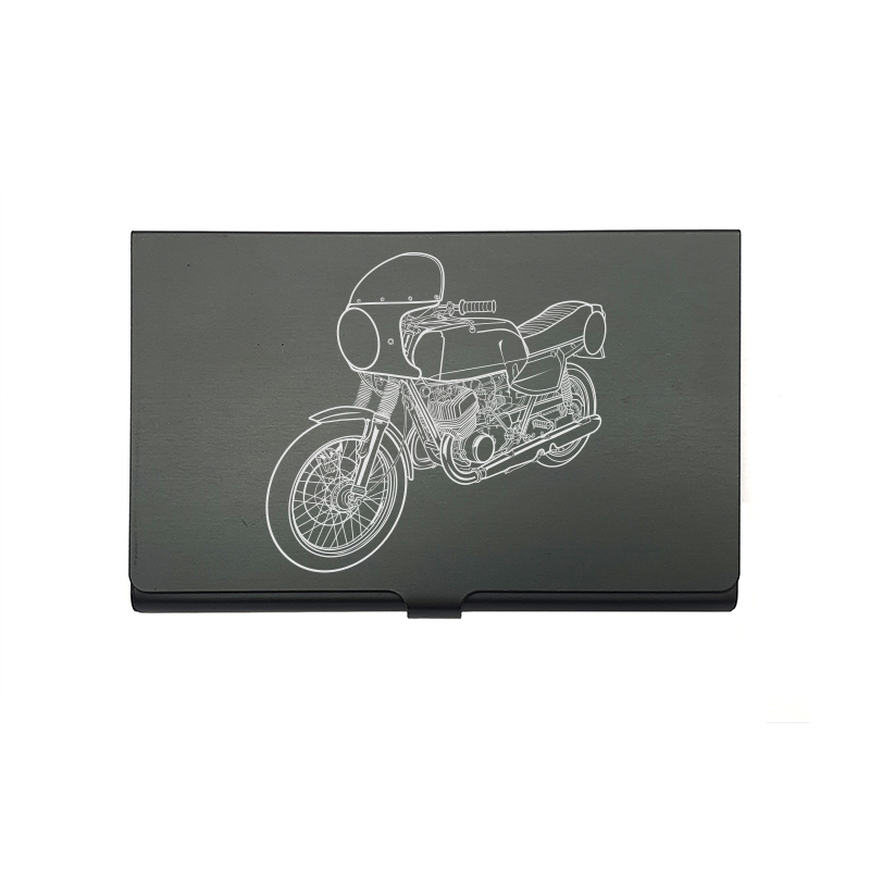 Suz GT500 motorcycle card Holder digital engraving mockup / engraving preview