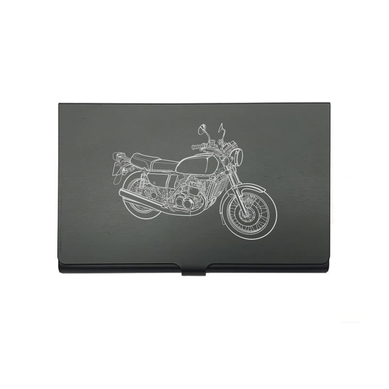 Suz GT750 motorcycle card Holder digital engraving mockup / engraving preview