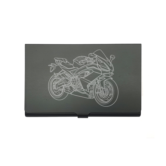 Apri RS660 motorcycle card Holder digital engraving mockup / engraving preview