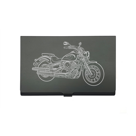 yam V Star 1100 motorcycle card Holder digital engraving mockup / engraving preview