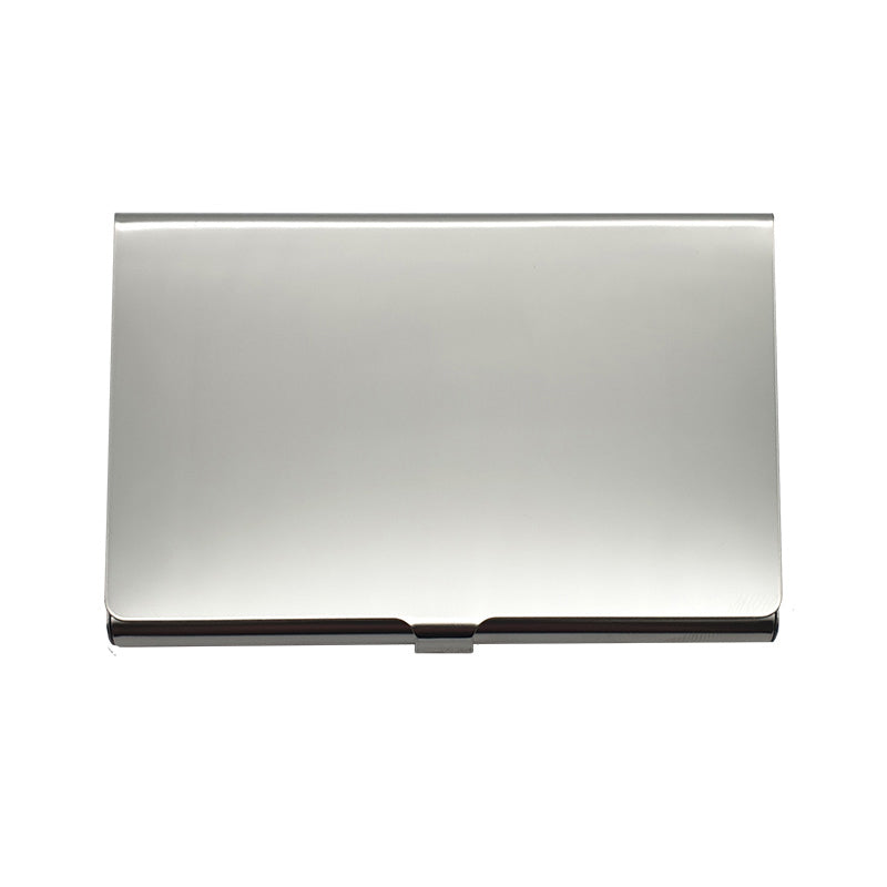 plain steel card holder shown from above on white background