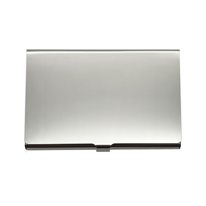 plain steel card holder shown from above on white background