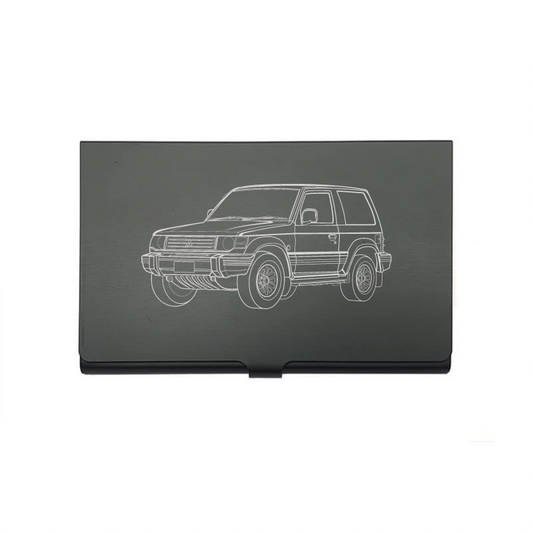 Mitibishi Pajero Shogun  card Holder digital engraving mockup / engraving preview