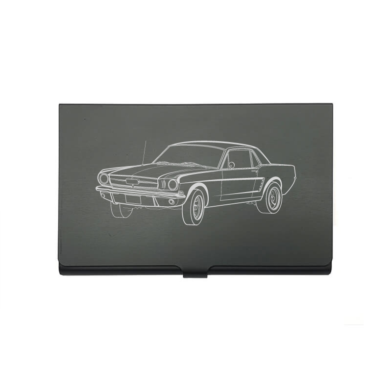 Fd Mustang Coupe car card Holder digital engraving mockup / engraving preview
