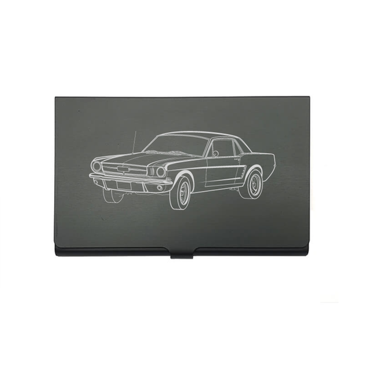 Fd Mustang Coupe car card Holder digital engraving mockup / engraving preview
