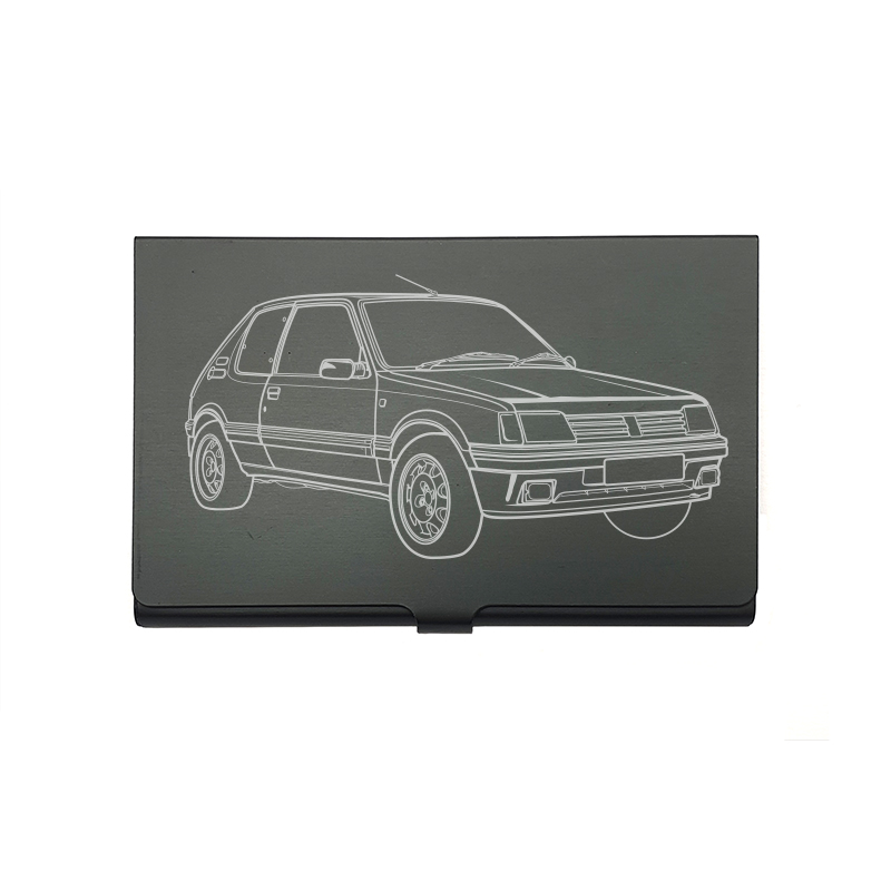 Peug 205 car card Holder digital engraving mockup / engraving preview