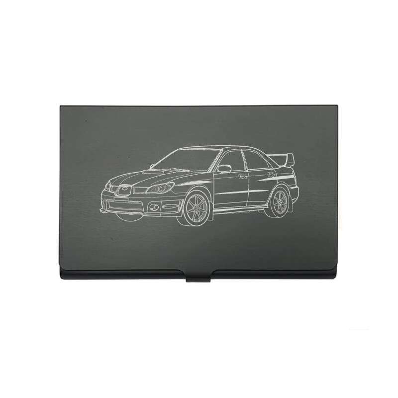 Subi WRX car card Holder digital engraving mockup / engraving preview