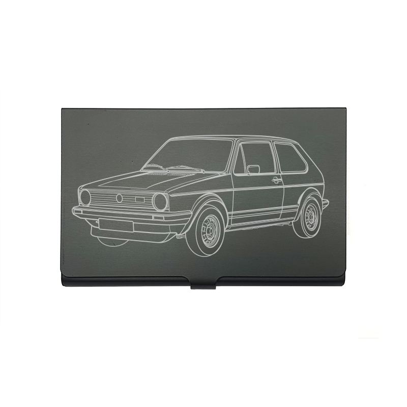 Glf GTI MK1 car card Holder digital engraving mockup / engraving preview