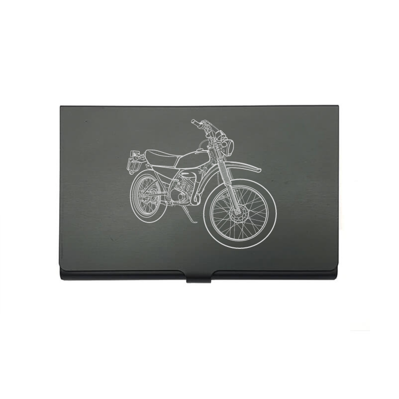yam DT125 motorcycle card Holder digital engraving mockup / engraving preview