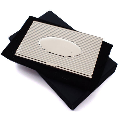 Silver Plated Card Case with Oval Engraving Area on Box and Velveteen Pouch | Giftware Engraved