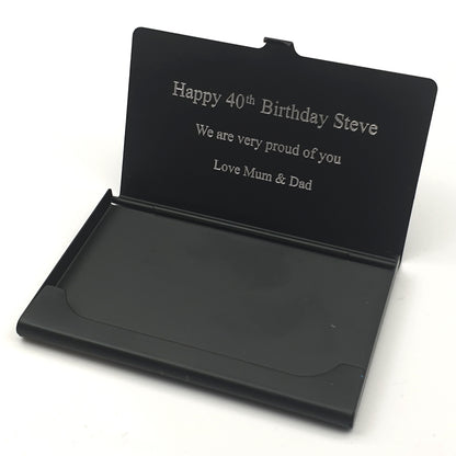 Personalised Black Aluminium Card Holder | Giftware Engraved