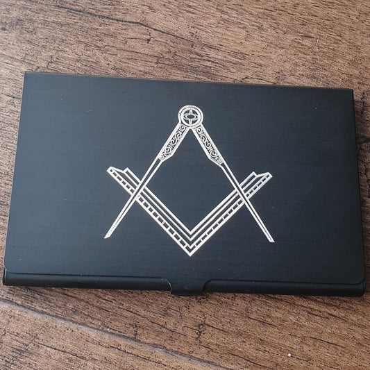 Masonic Compass & Set Square Business Credit Card Holder | Giftware Engraved