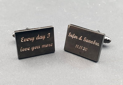 Personalised Rectangular Cufflinks -  Smart Office Wedding Suit Dresswear - Choice of Colours | Giftware Engraved
