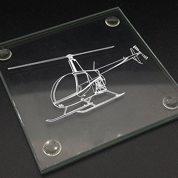 Robinson R22 Helicopter Square glass coasters