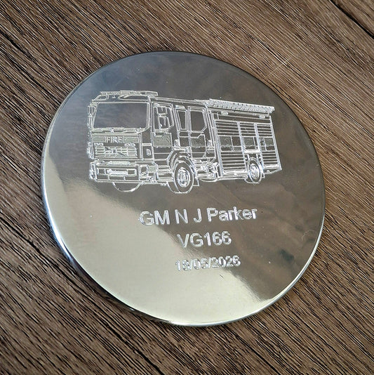 Personalised Round Handmade Pewter Coaster - 90 x 90mm