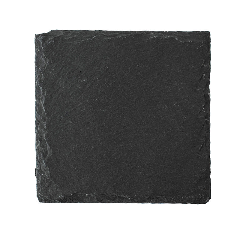 square natural slate drinks coaster on a white background