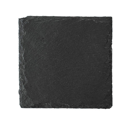square natural slate drinks coaster on a white background
