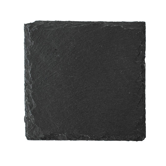 square natural slate drinks coaster on a white background