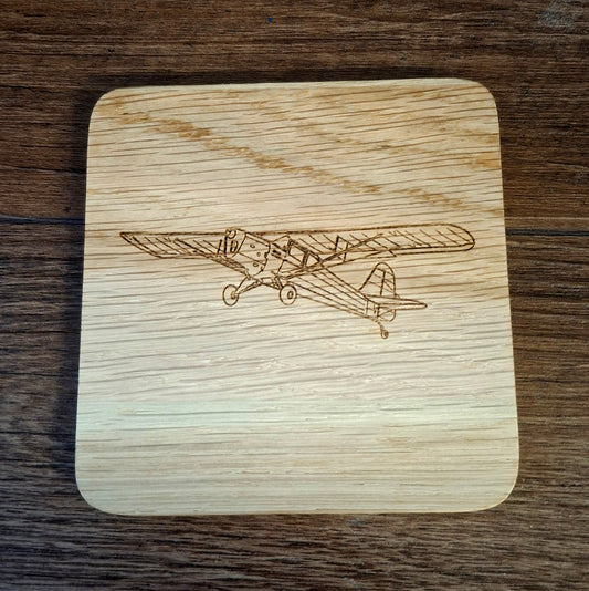 Auster J Series Aircraft Oak Coaster | Giftware Engraved