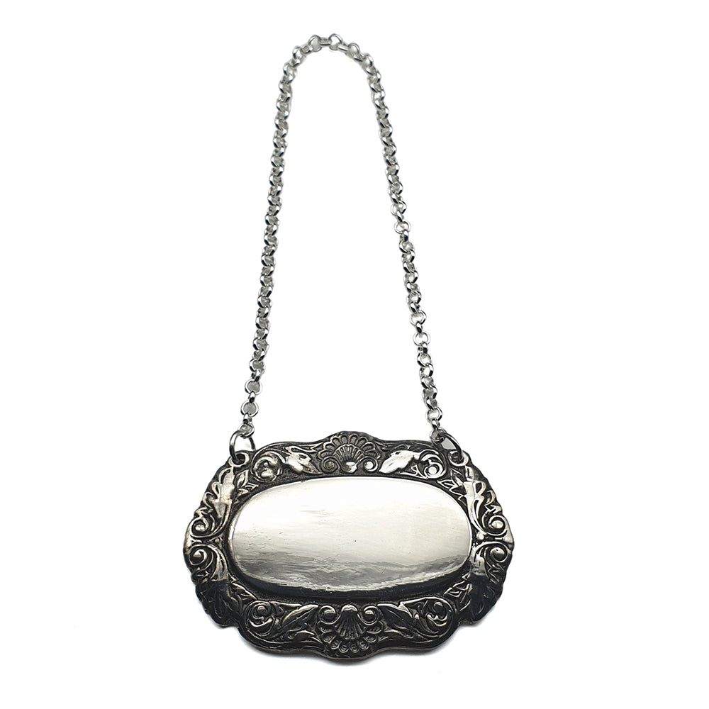 Handmade Pewter Shell Leaf Decanter Wine Bottle Label Tag