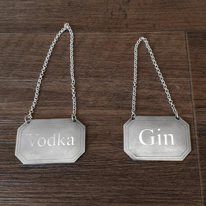 Personalised Handmade Pewter Decanter Wine Bottle Label Tag | Giftware Engraved
