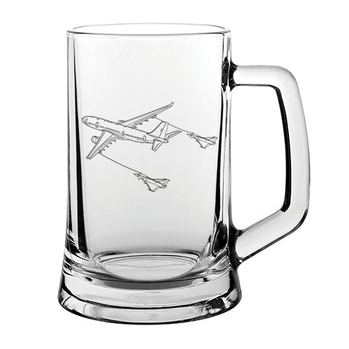 a330 tanker with eurofighters glass tankard – digital engraving mockup / engraving preview
