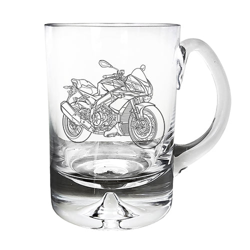 ruono V4 1100 motorcycle glass tankard – digital engraving mockup / engraving preview