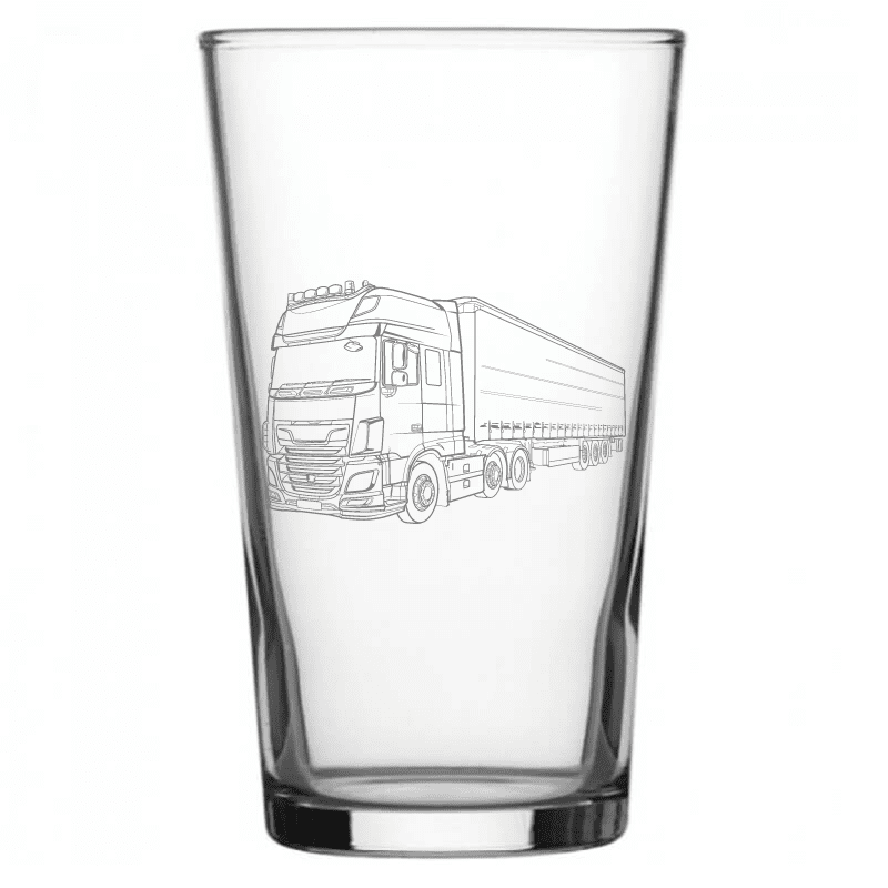 mockup image of Pint Beer Glass engraved with HGV Lorry Artwork | Giftware Engraved