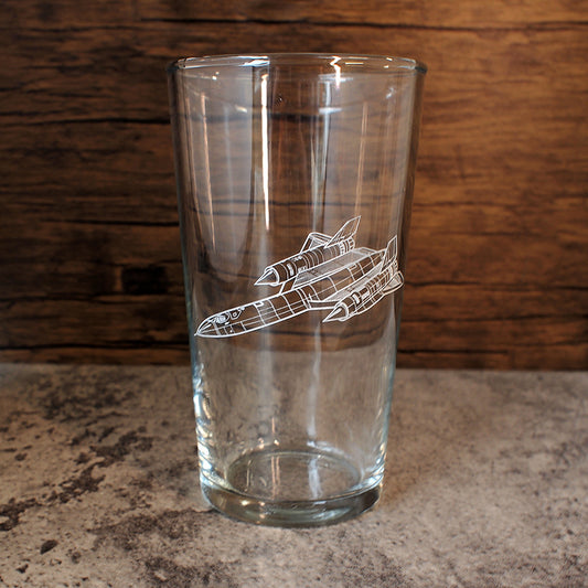 Our SR71 Blackbird Aircraft artwork engraved on everyday Beer Glass