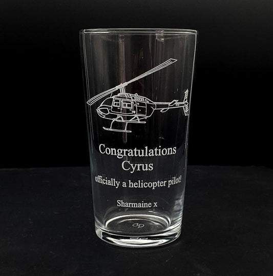 Bell Jet Ranger Helicopter Beer Glass