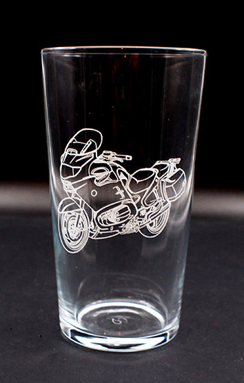 Beer glass with a R1150 motorcycle design engraving