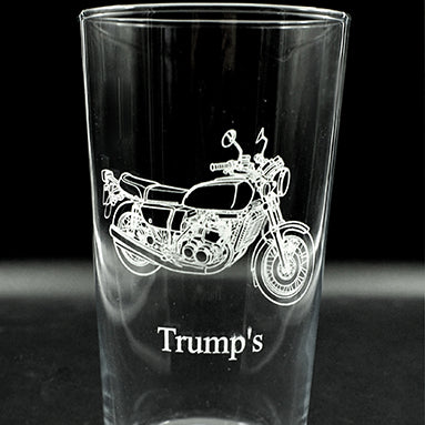 Personalised Beer Glass with GT750  motorcycle