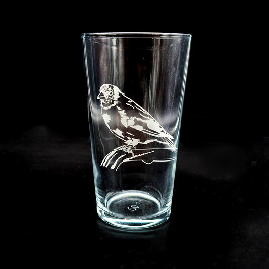 Beer Glass with Golden fitch bird artwork