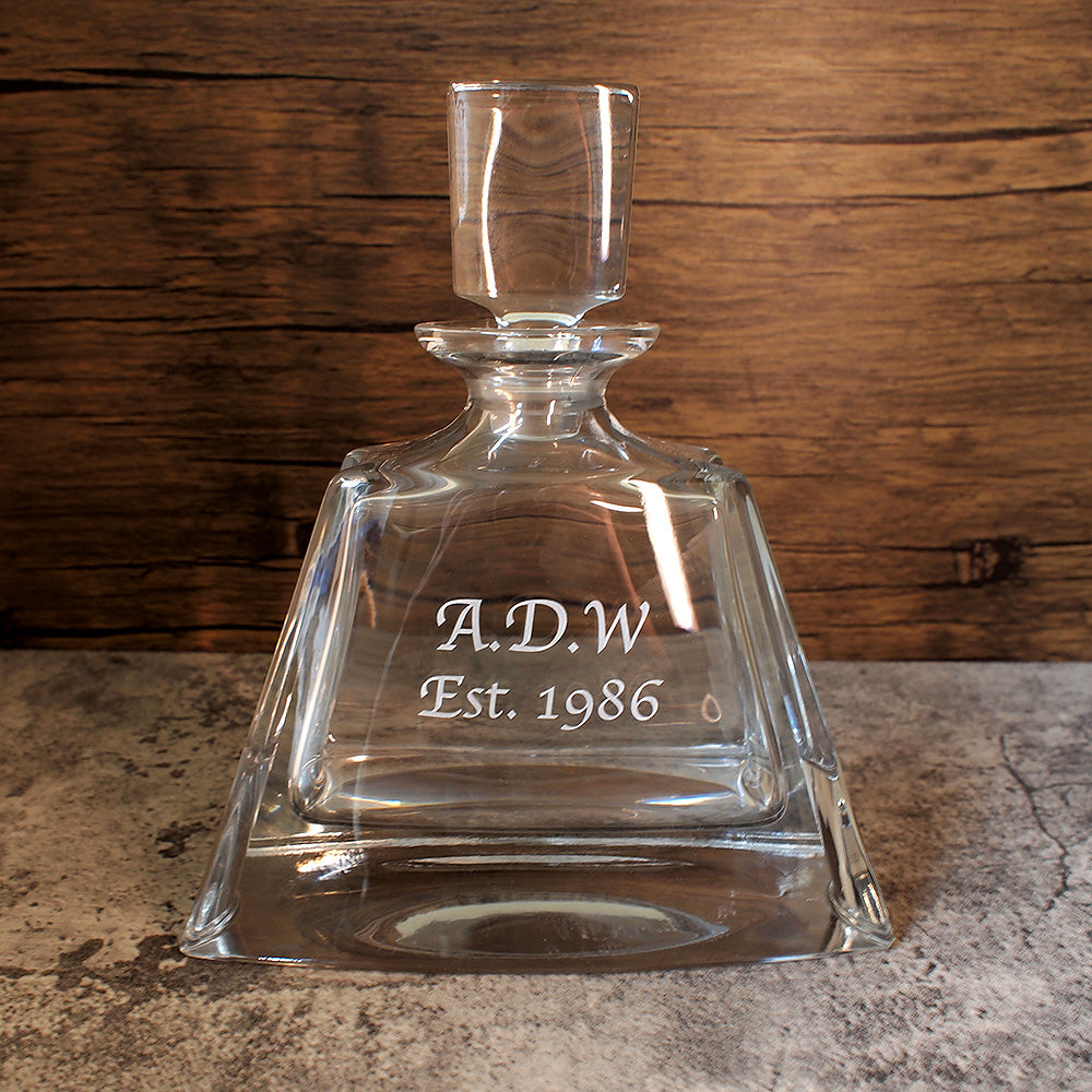 24% lead Crystal Glass Boston Decanter engraved with Initials and Date