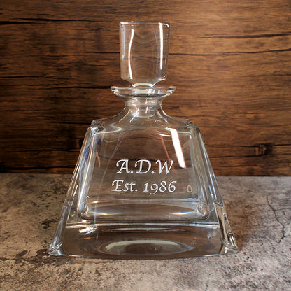 24% lead Crystal Glass Boston Decanter engraved with Initials and Date