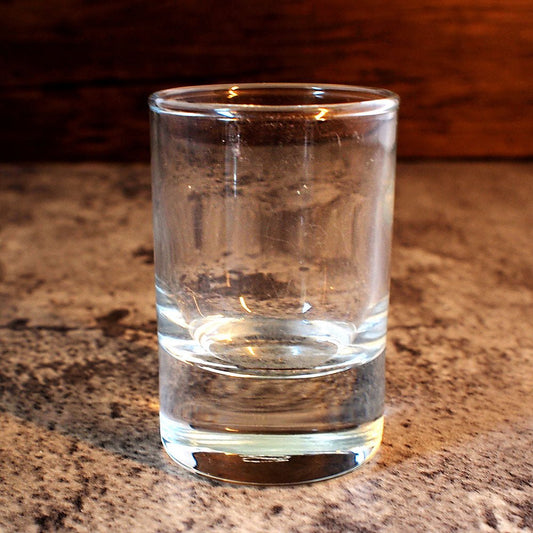 close up of straight sided shot glass