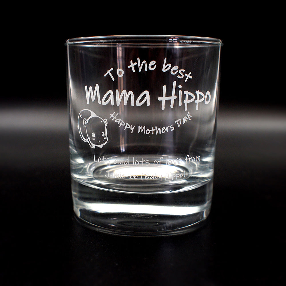 Mamma Hippo Mothers day engraving on classic everyday tumbler glass