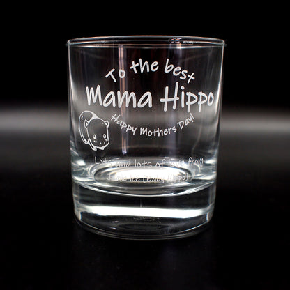 Mamma Hippo Mothers day engraving on classic everyday tumbler glass