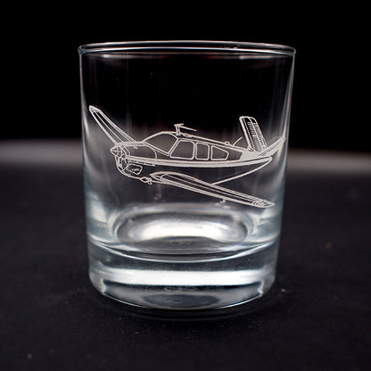 Classic Everyday tumbler glass engraved with our V Tail beechcraft bonanza artwork