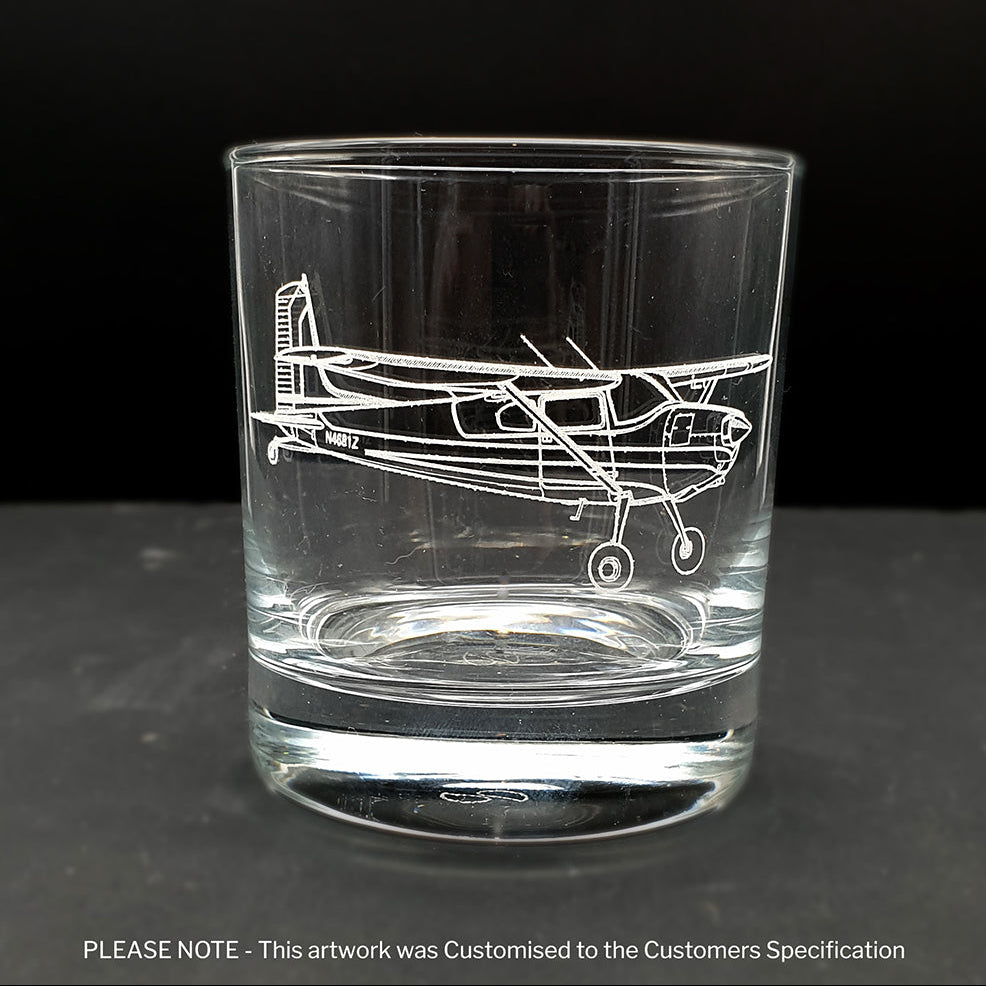 A Customised Cessna 180 aircraft artwork on a classic straight sided drinks tumbler.