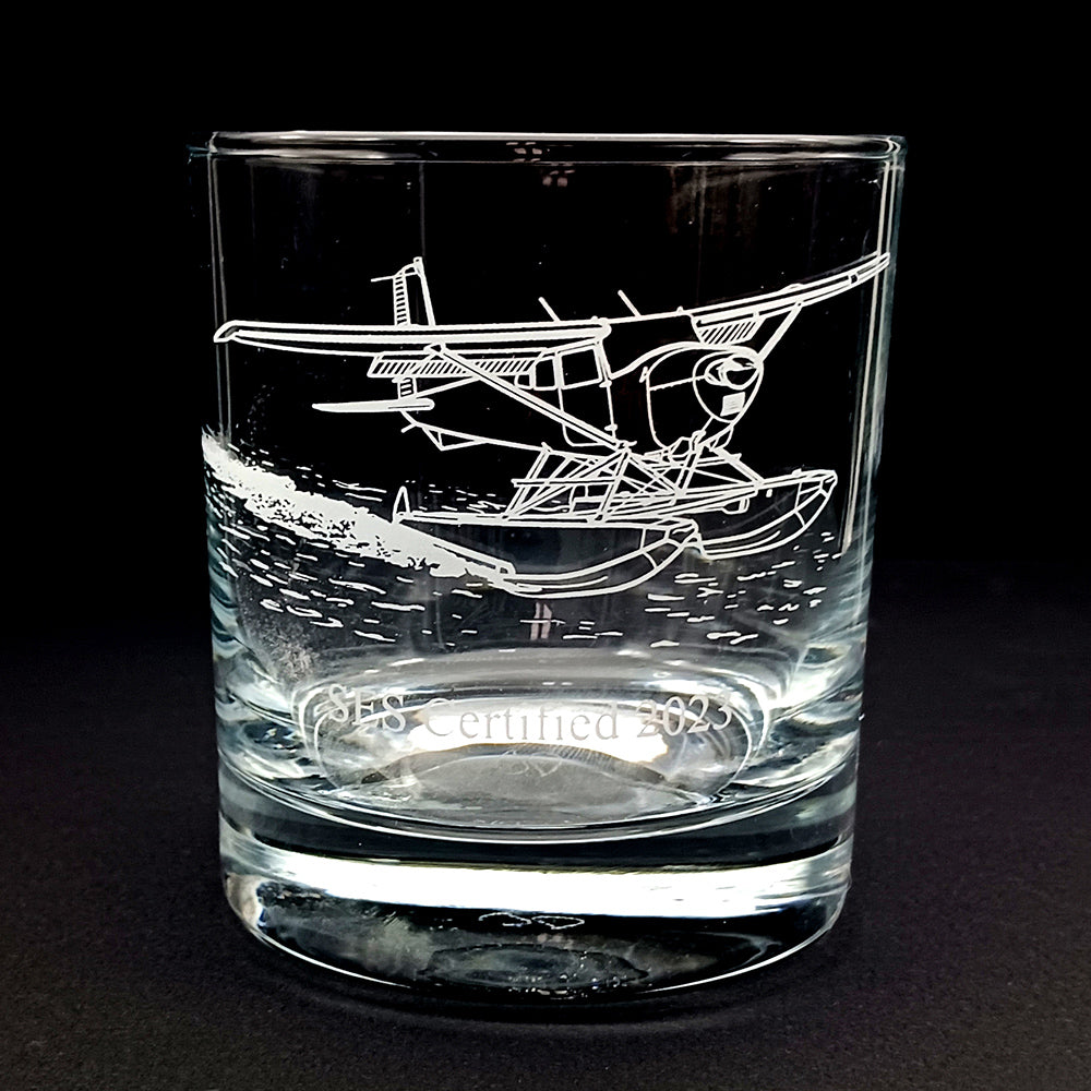 Our Cessna Seaplane artwork engraved on a Personalised Glass Tumbler