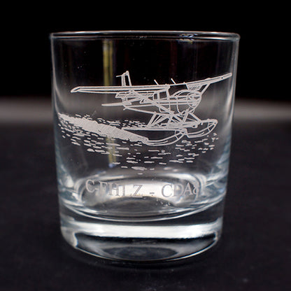 Personalised glass tumbler with our Cessna Sea plane artwork engraved