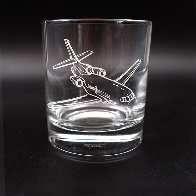 Falcon 900 business jet engraved on a Plain glass tumbler.